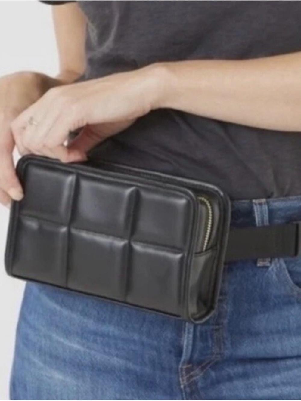 Amanda Uprichard Black Quilted Leather Belt Bag